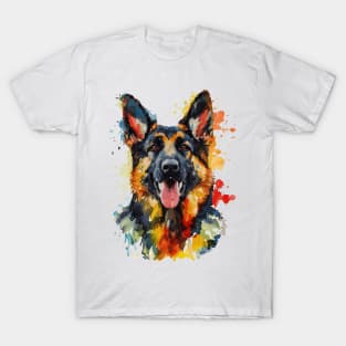 German Shepherd Watercolor Pop Art for Dog Lover T-Shirt